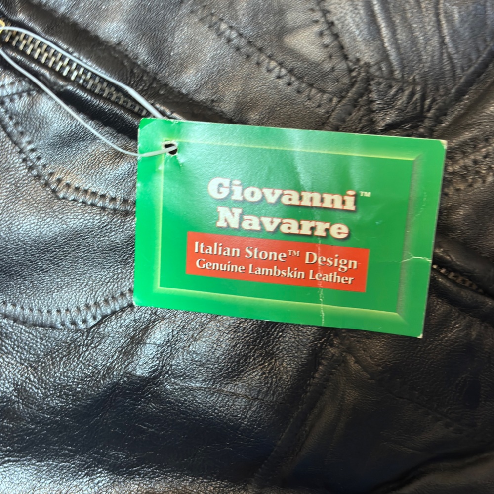 NWT Giovanni Navarre Genuine Lambskin Black Leather Womens Size XL - Picture 8 of 8